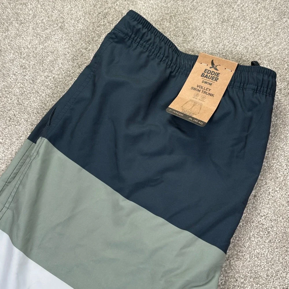 Eddie Bauer Mens XL Swim Trunks Navy Colorblock 7